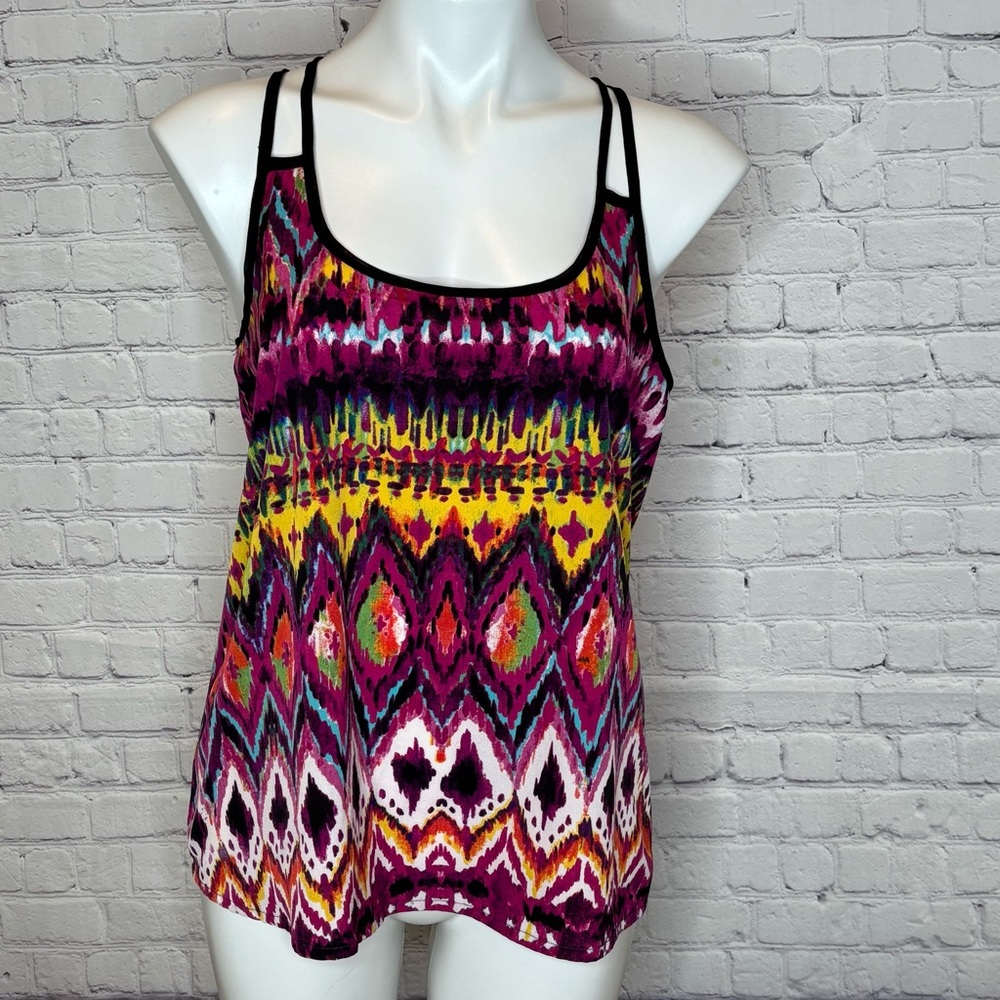 Eyeshadow Racerback Tank Top with Multicolor Diamond Design Size M